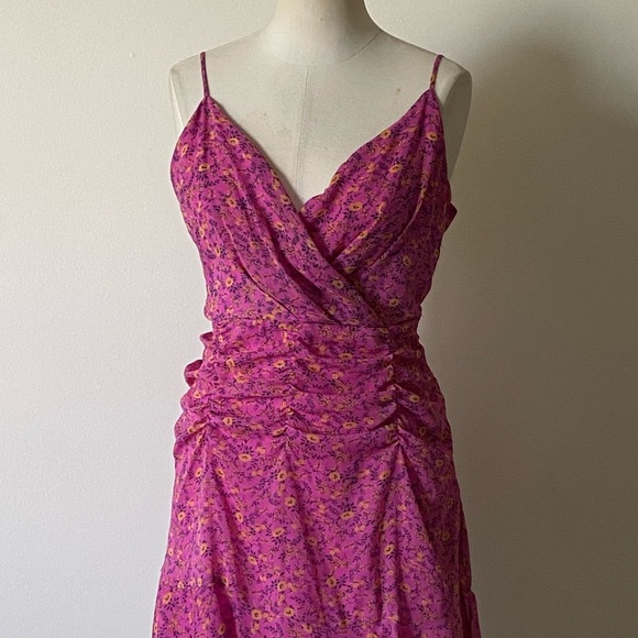 Nordstrom All in Favor Pink Ruched Floral Dress L - Picture 1 of 4